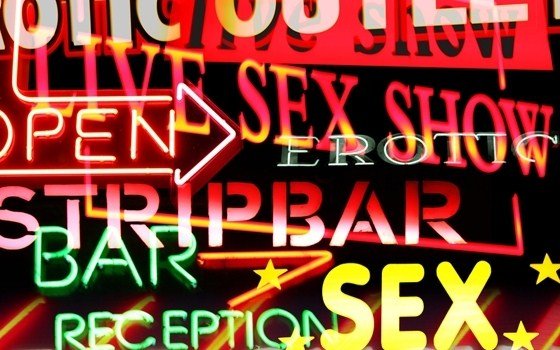 mix of signs from the red light distirct
