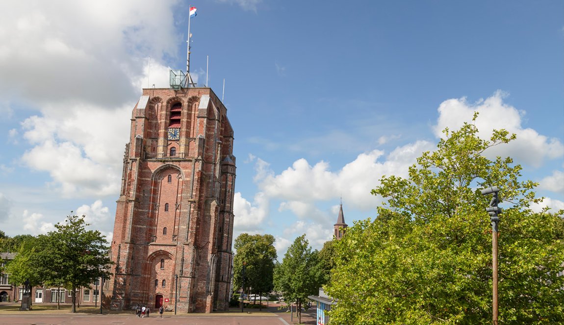 Leaning tower Oldehove in the center of Leeuwarden in Friesland Leaning tower Oldehove in the center of Leeuwarden in Friesland