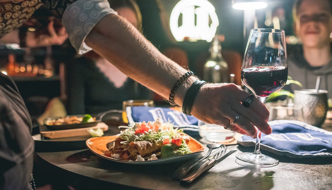 Food and wine at restaurant 11 Once Groningen