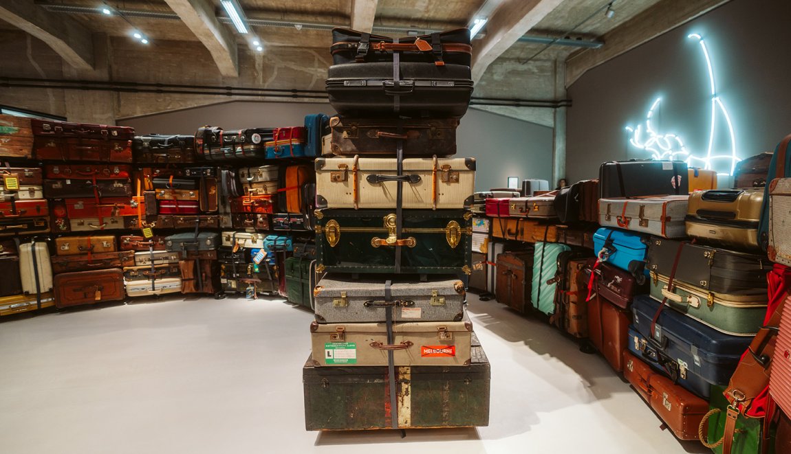 Suitcases at art museum on migration Fenix Rotterdam Suitcases at art museum on migration Fenix Rotterdam