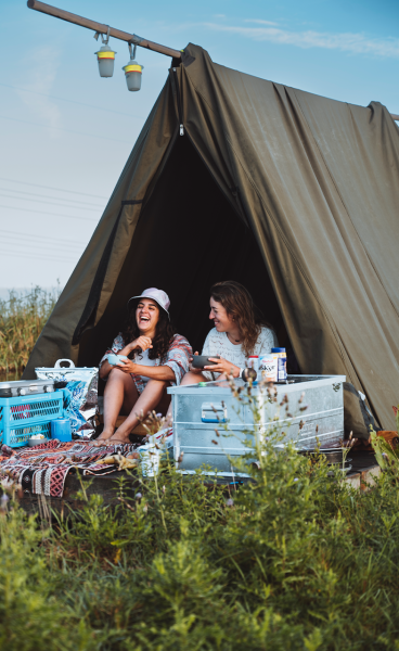 Grils enjoying camping in Flotten  Grils enjoying camping in Flotten
