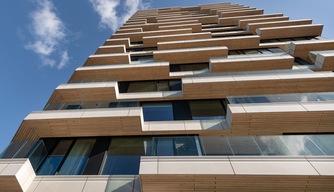 Wooden balconies of the HAUT building 